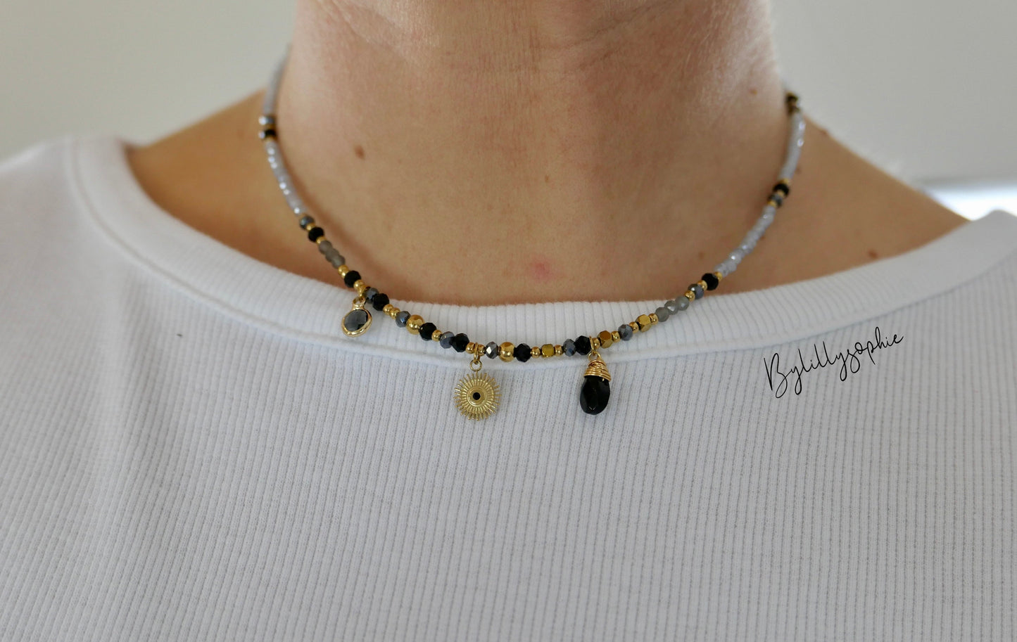BLUEBERRY Halskette Hellblau/Dunkelblau - Bylillysophie