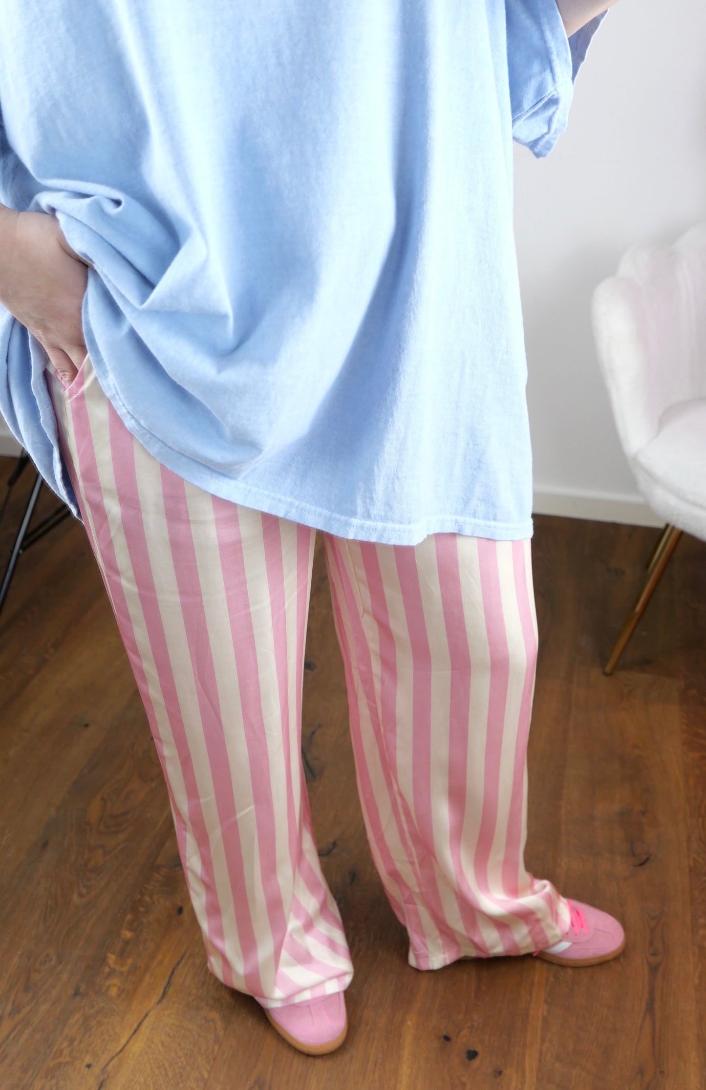 BUBBLEGUM Satin Hose Rosa/Creme gestreift - Bylillysophie