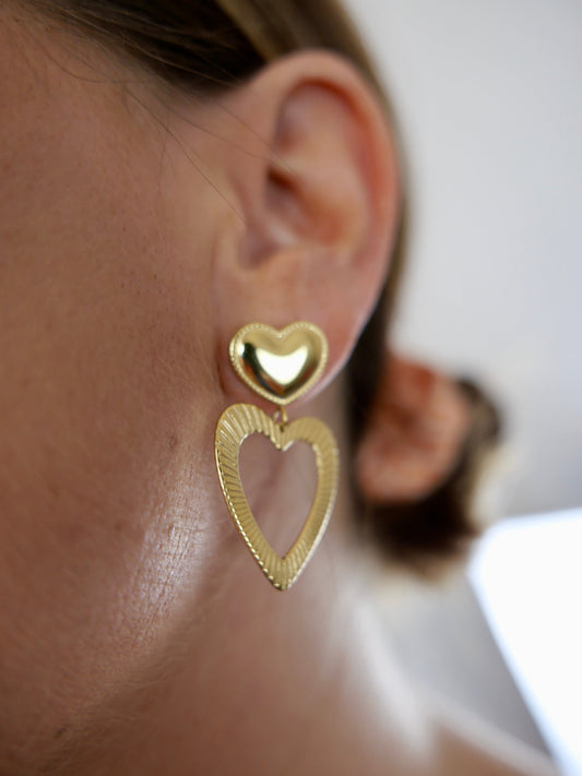 DOUBLE HEART Ohrringe vergoldet - Bylillysophie
