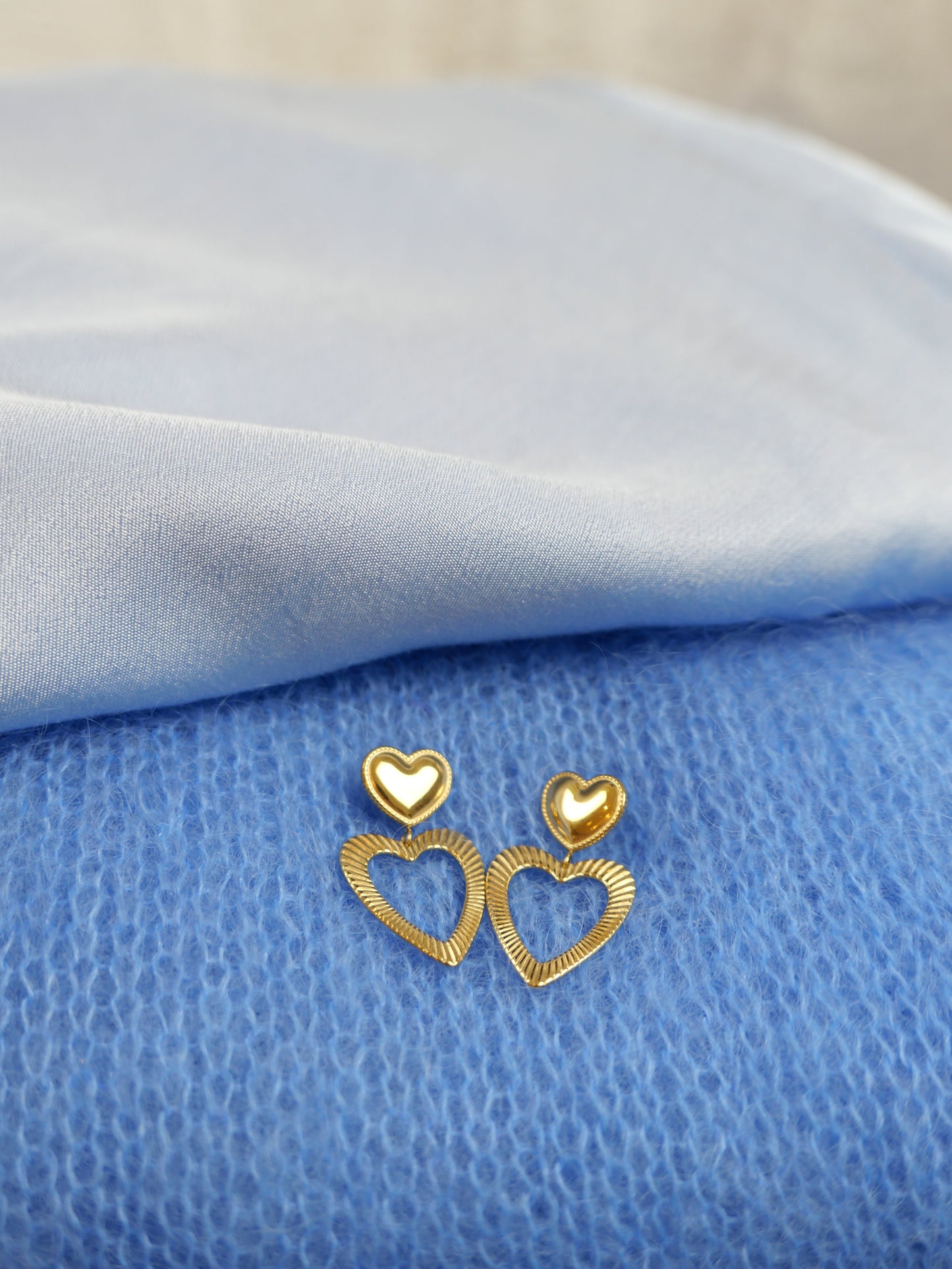 DOUBLE HEART Ohrringe vergoldet - Bylillysophie