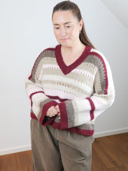 EMBY Pullover Strick Burgundy/Creme - Bylillysophie.com⎢Mode & Accessoires