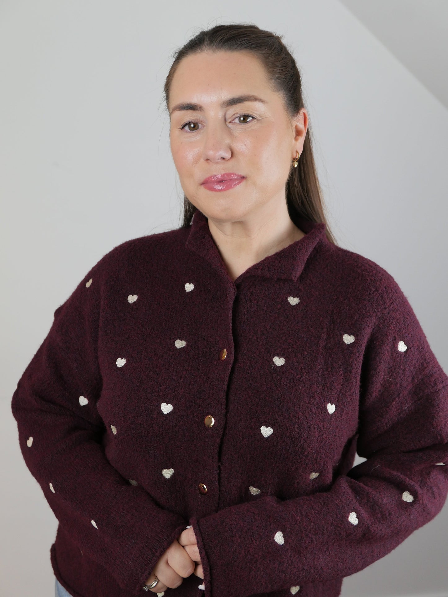 HEARTY Cardigan Bordeaux/Gold - Bylillysophie.com⎢Mode & Accessoires