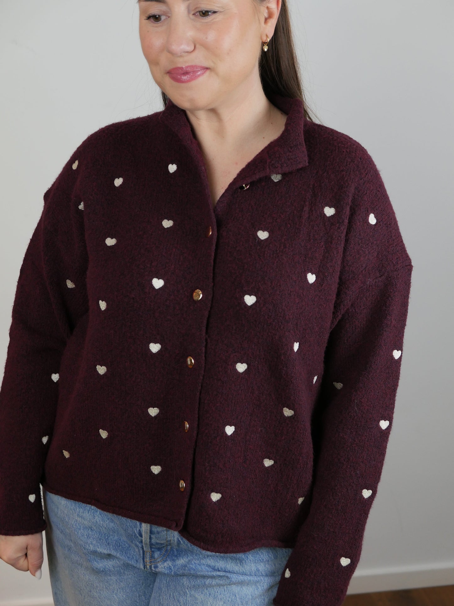 HEARTY Cardigan Bordeaux/Gold - Bylillysophie.com⎢Mode & Accessoires