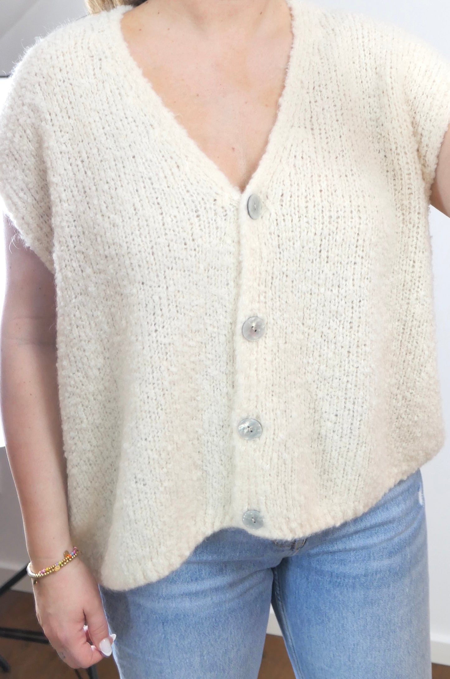 LOOSE - Fit Weste Off - White - Bylillysophie
