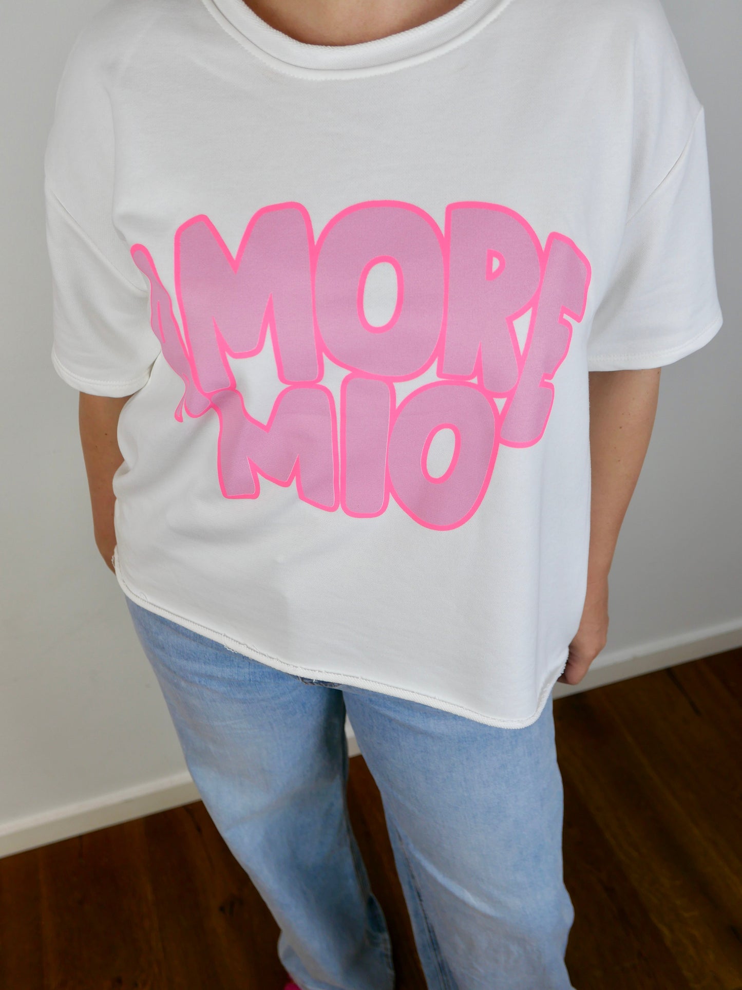 MORE AMORE Kurzarm Sweater Weiss - Bylillysophie.com⎢Mode & Accessoires