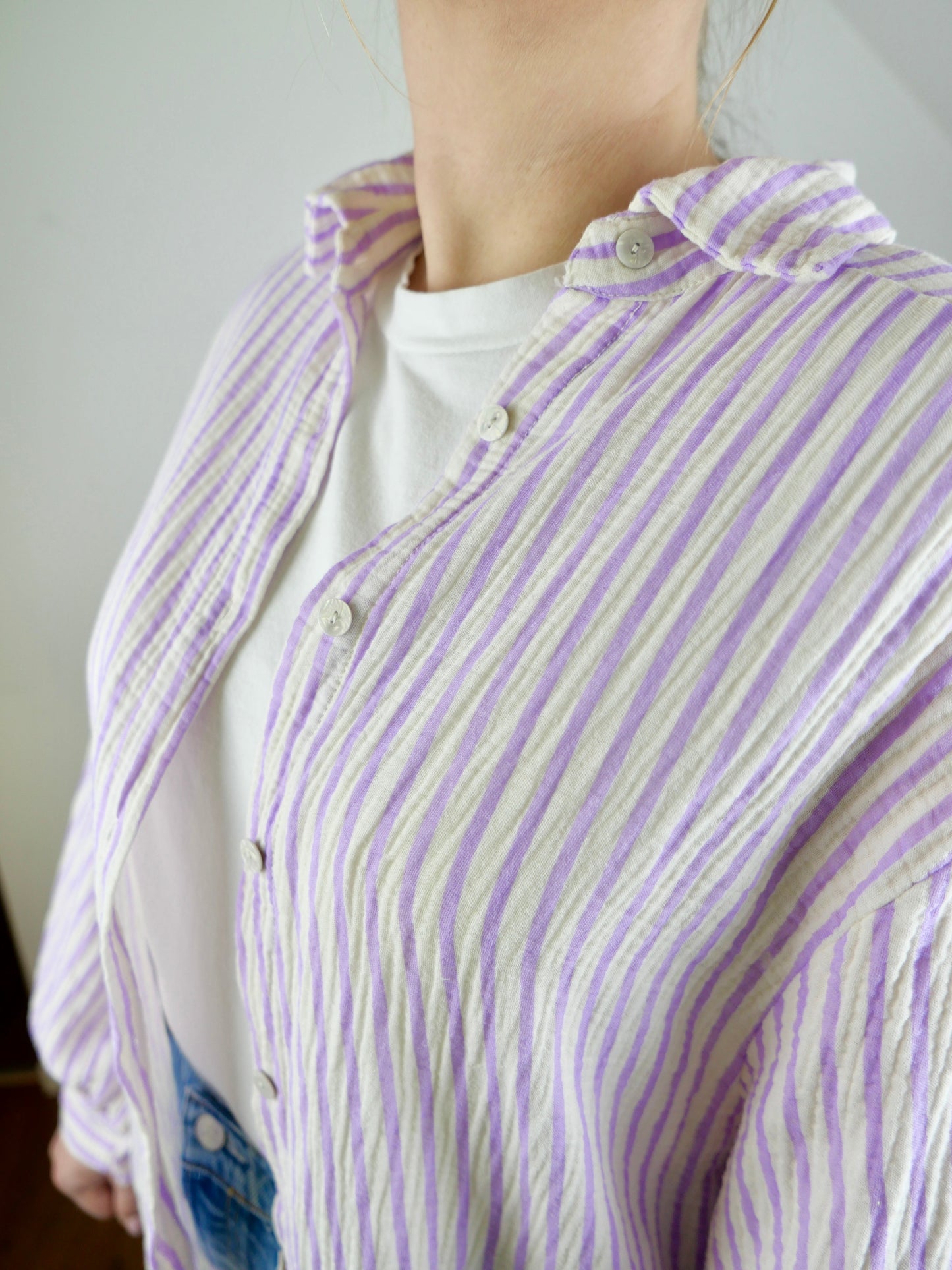 SUMMER STRIPE Musselin Bluse Flieder - Bylillysophie