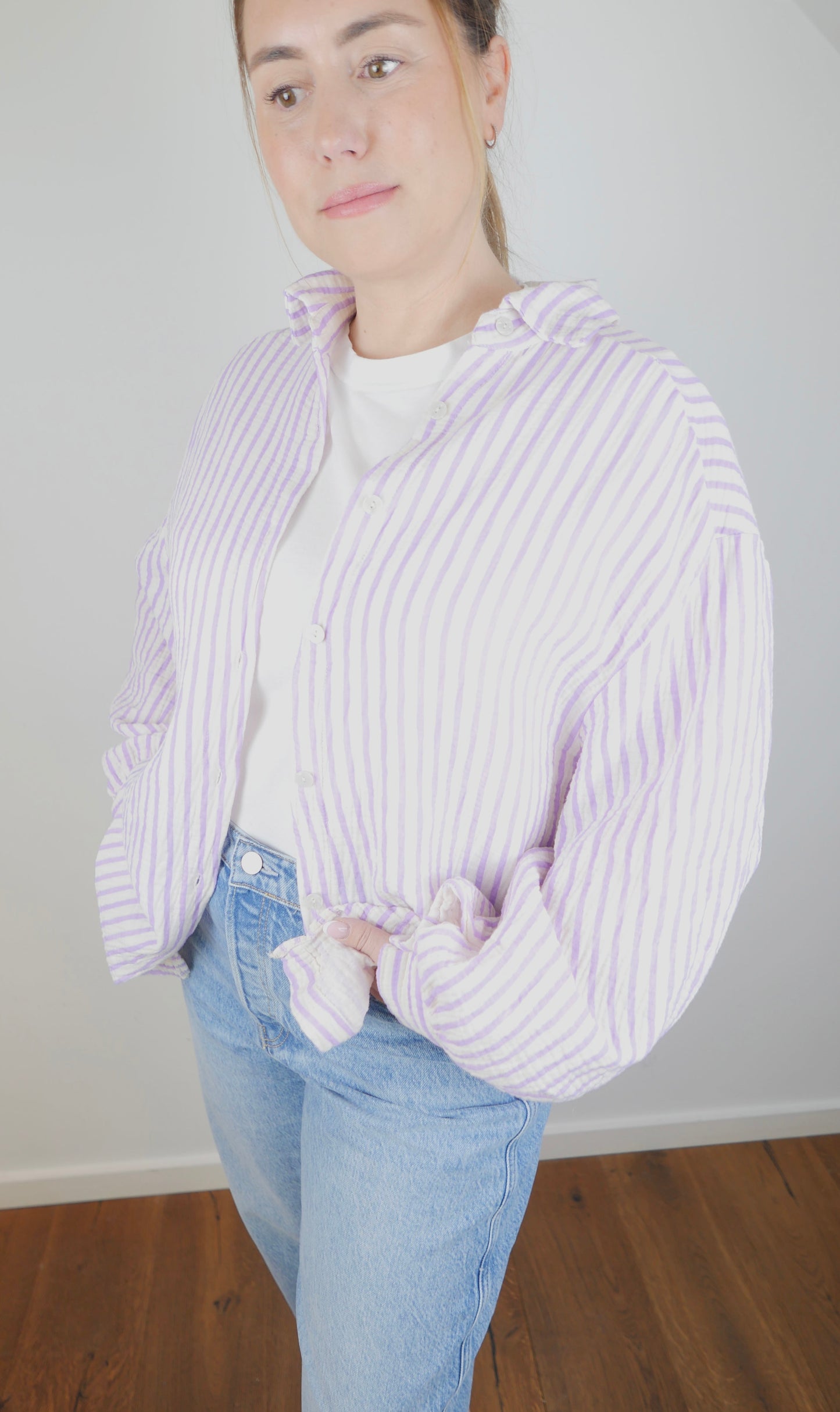 SUMMER STRIPE Musselin Bluse Flieder - Bylillysophie