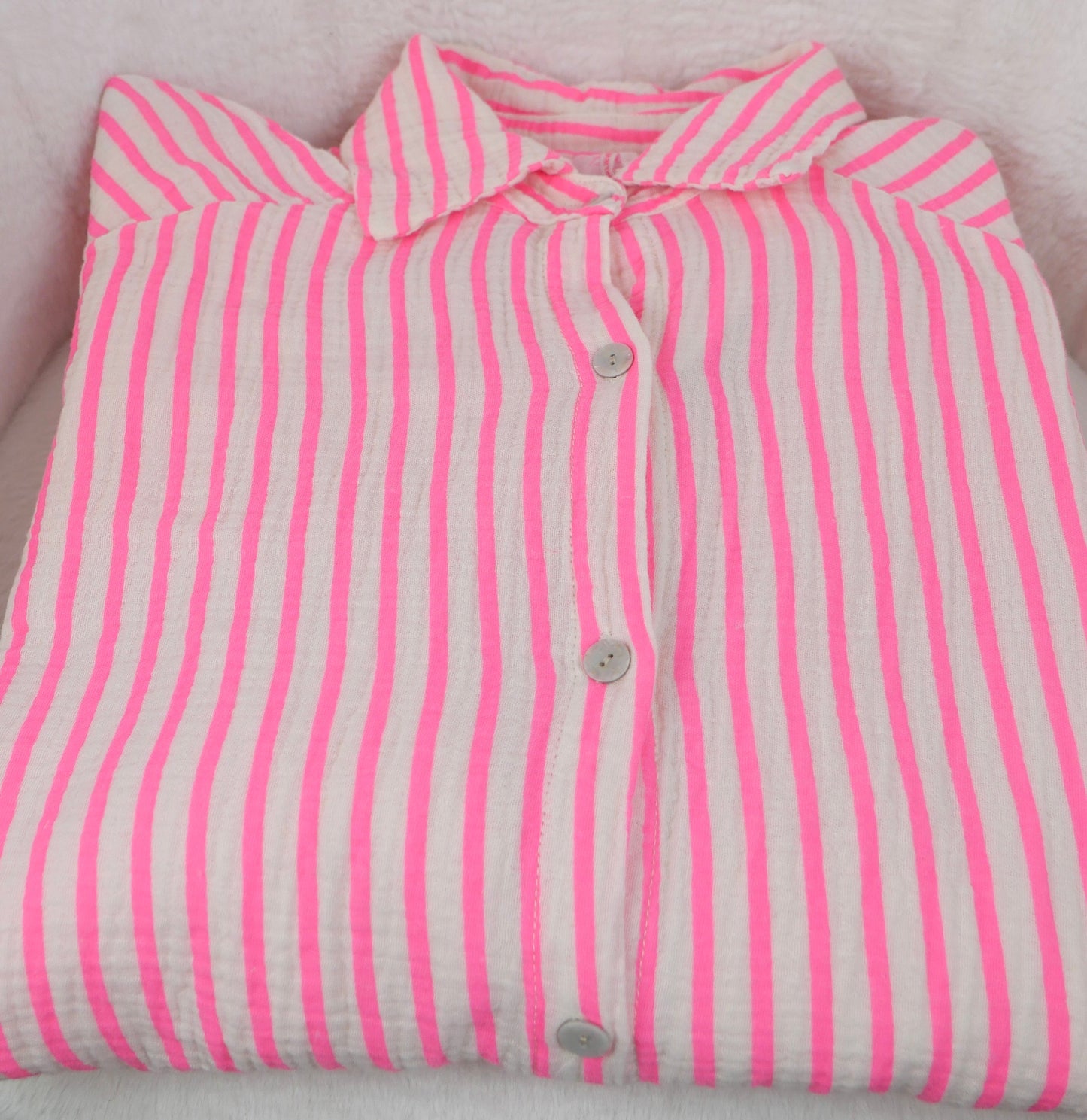 SUMMER STRIPE Musselin Bluse Pink - Bylillysophie