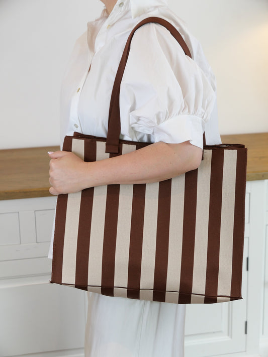 Sunset Stripes Shopper Braun/Creme - Bylillysophie.com⎢Mode & Accessoires