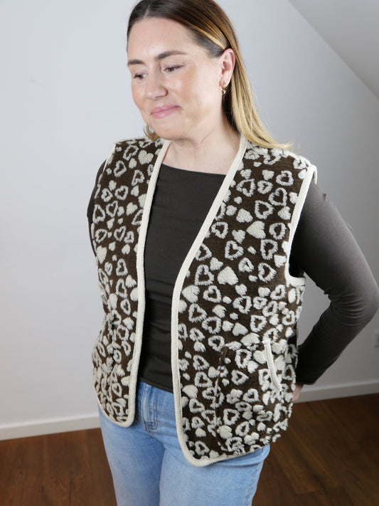SUPER HEART Weste Braun/Creme - Bylillysophie.com⎢Mode & Accessoires