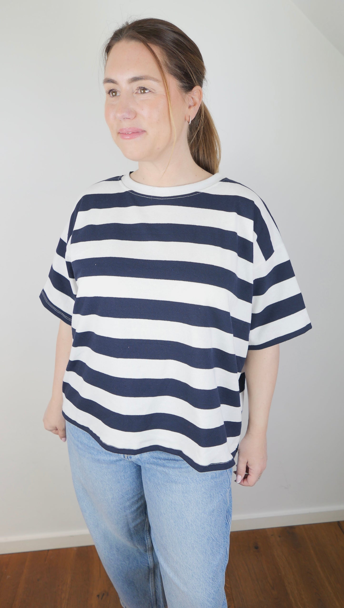 WIDE STRIPES T-Shirt Blau/Weiss - Bylillysophie