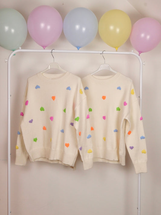 BUNTE Herzchen Pullover