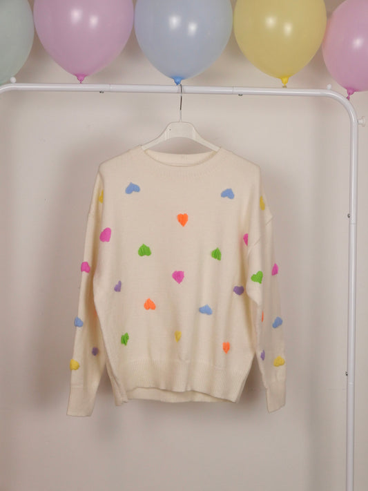 BUNTE Herzchen Pullover