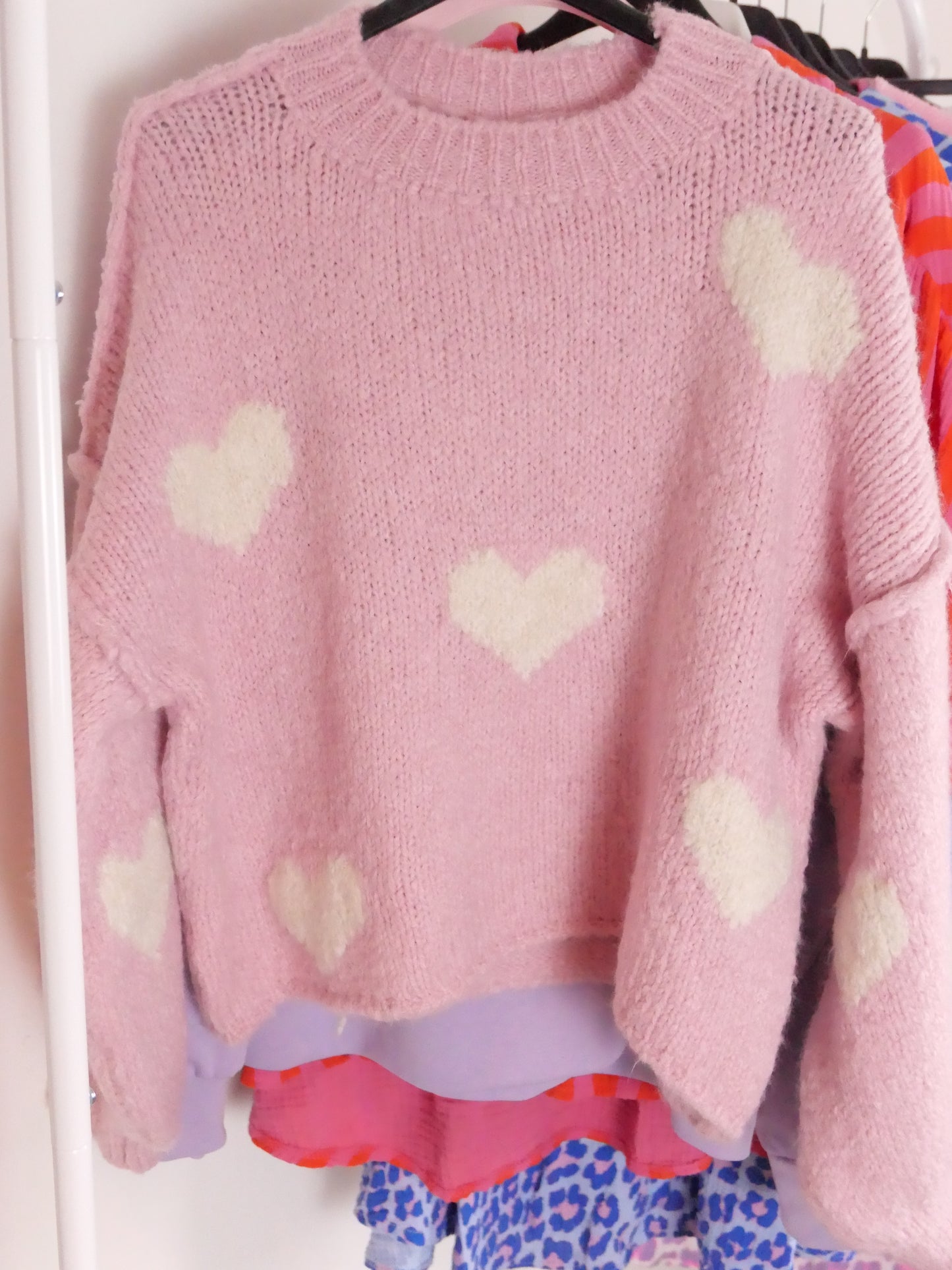 HERZ Strick Pullover kurz Rosa