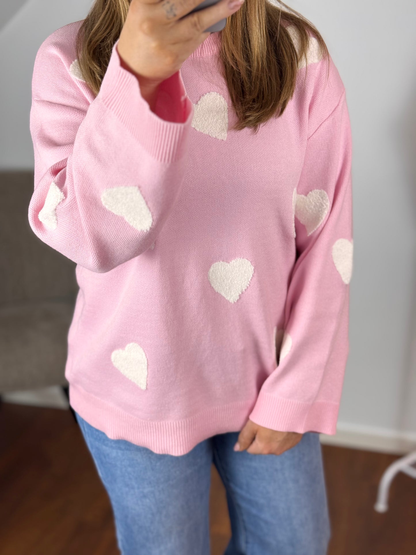 HERZ Strick Pullover Rosa