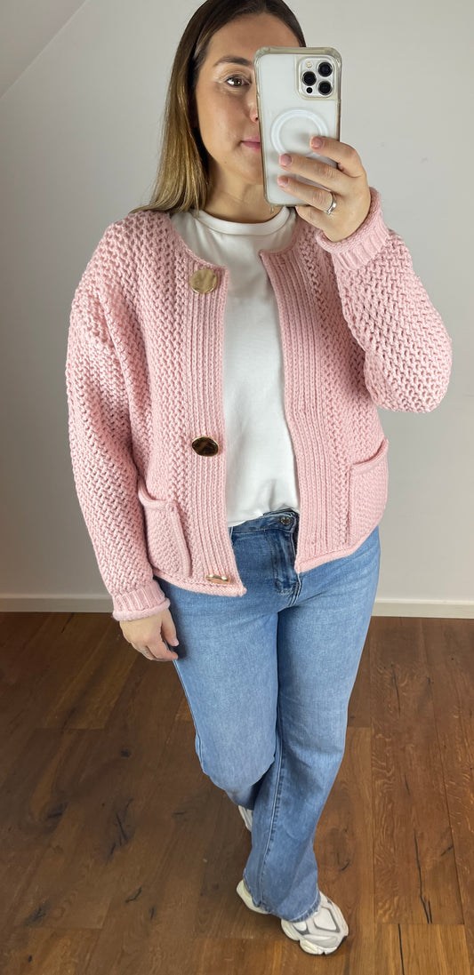 BIG BUTTON Strickjacke Rosa