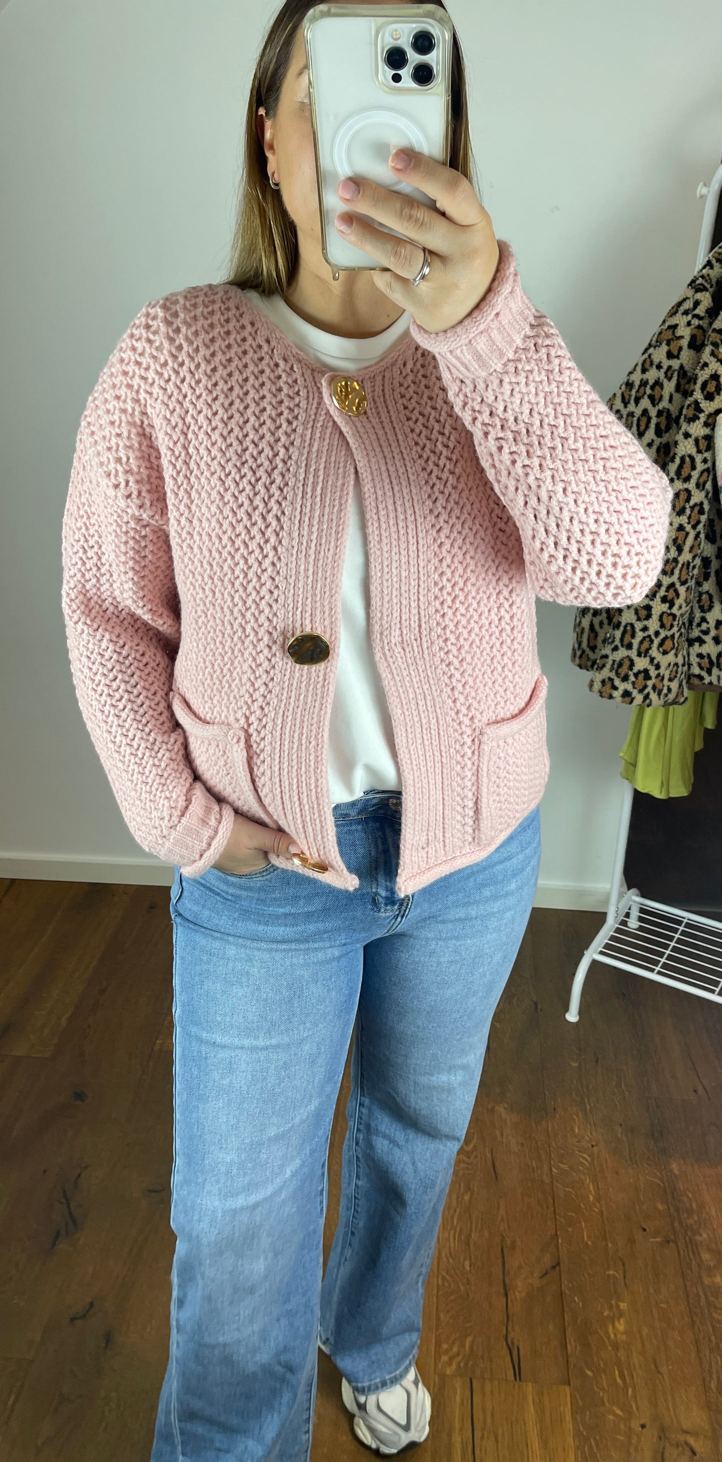 BIG BUTTON Strickjacke Rosa