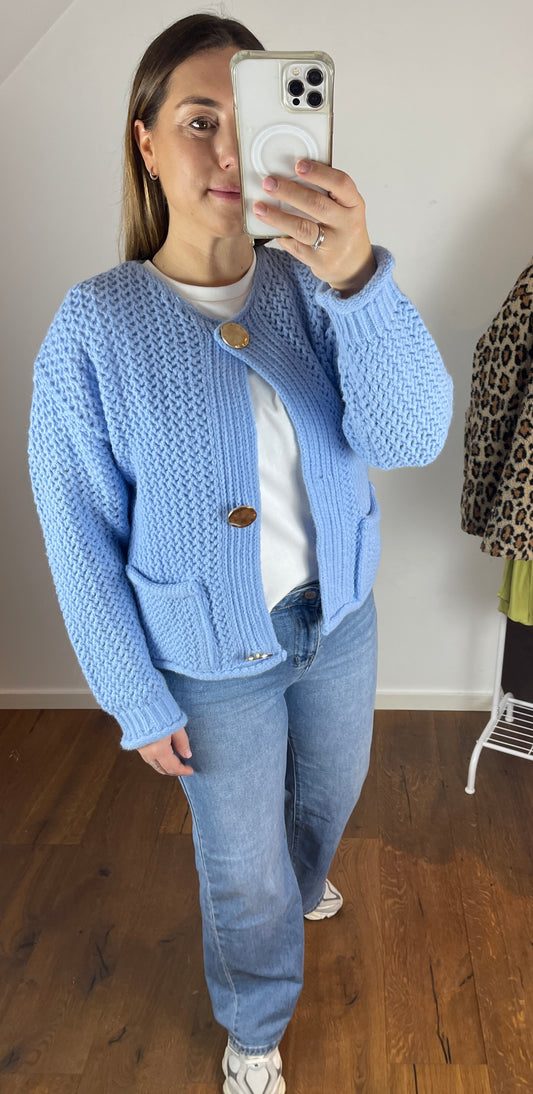 BIG BUTTON Strickjacke Blau