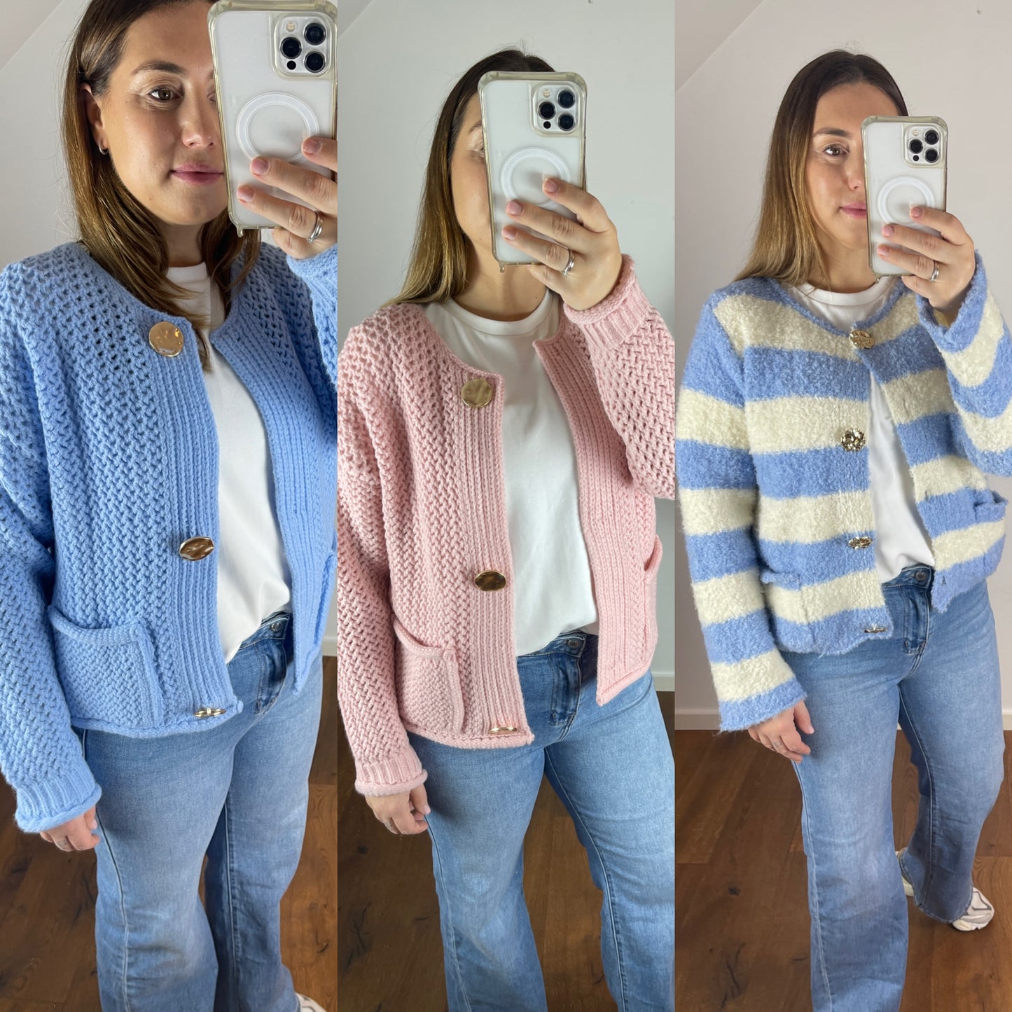 BIG BUTTON Strickjacke Blau