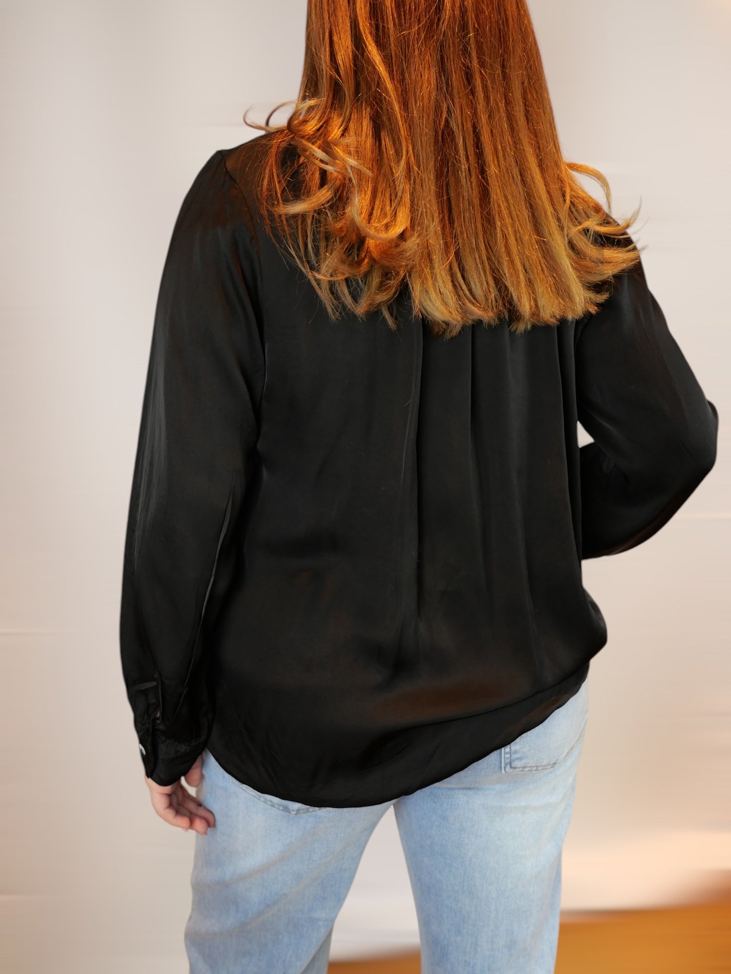 SATIN Bluse Schwarz