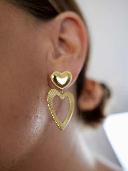 DOUBLE HEART Ohrringe vergoldet - Bylillysophie