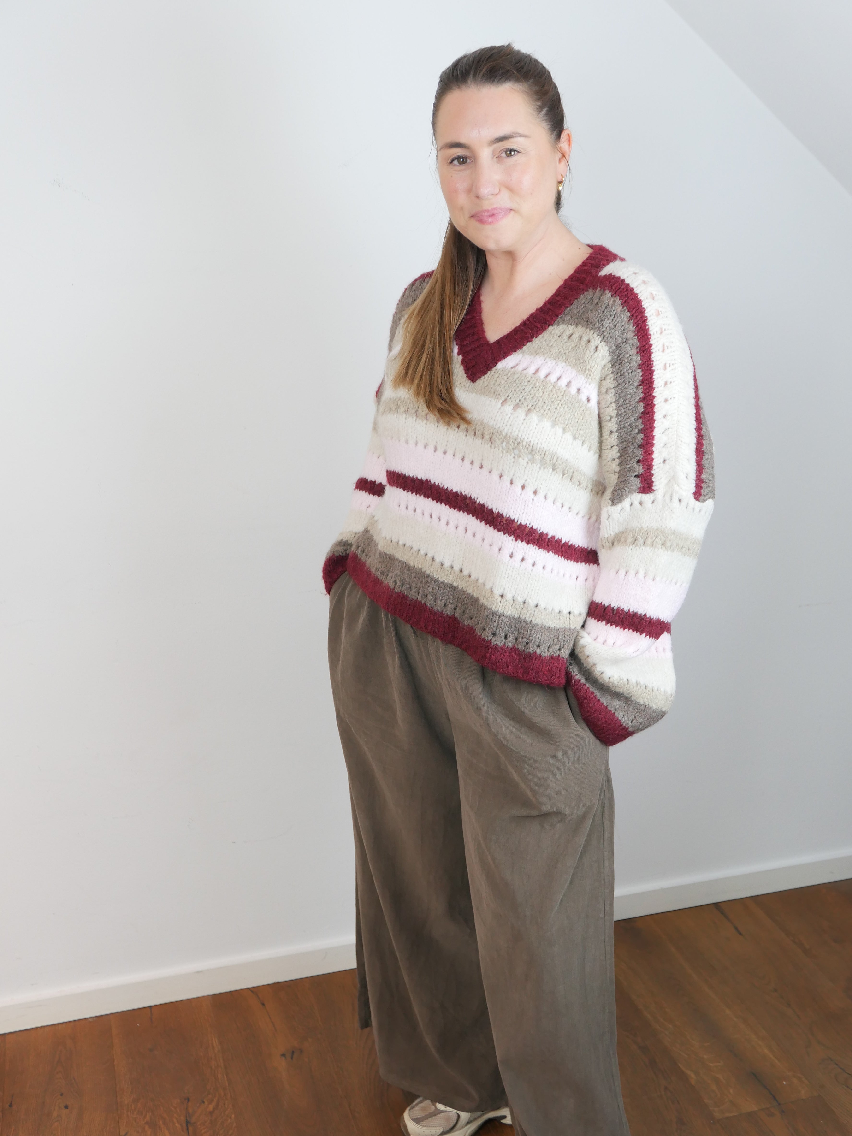 EMBY Pullover Strick Burgundy/Creme - Bylillysophie.com⎢Mode & Accessoires