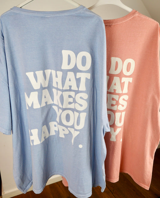 HAPPY Oversize T-Shirts Hellblau - Bylillysophie