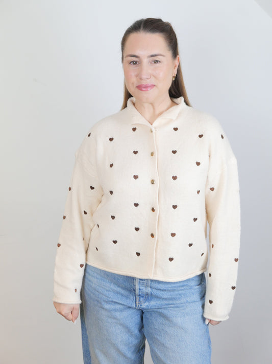 HEARTY Cardigan Beige/Braun - Bylillysophie.com⎢Mode & Accessoires