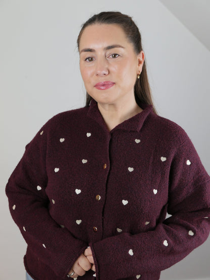 HEARTY Cardigan Bordeaux/Gold - Bylillysophie.com⎢Mode & Accessoires