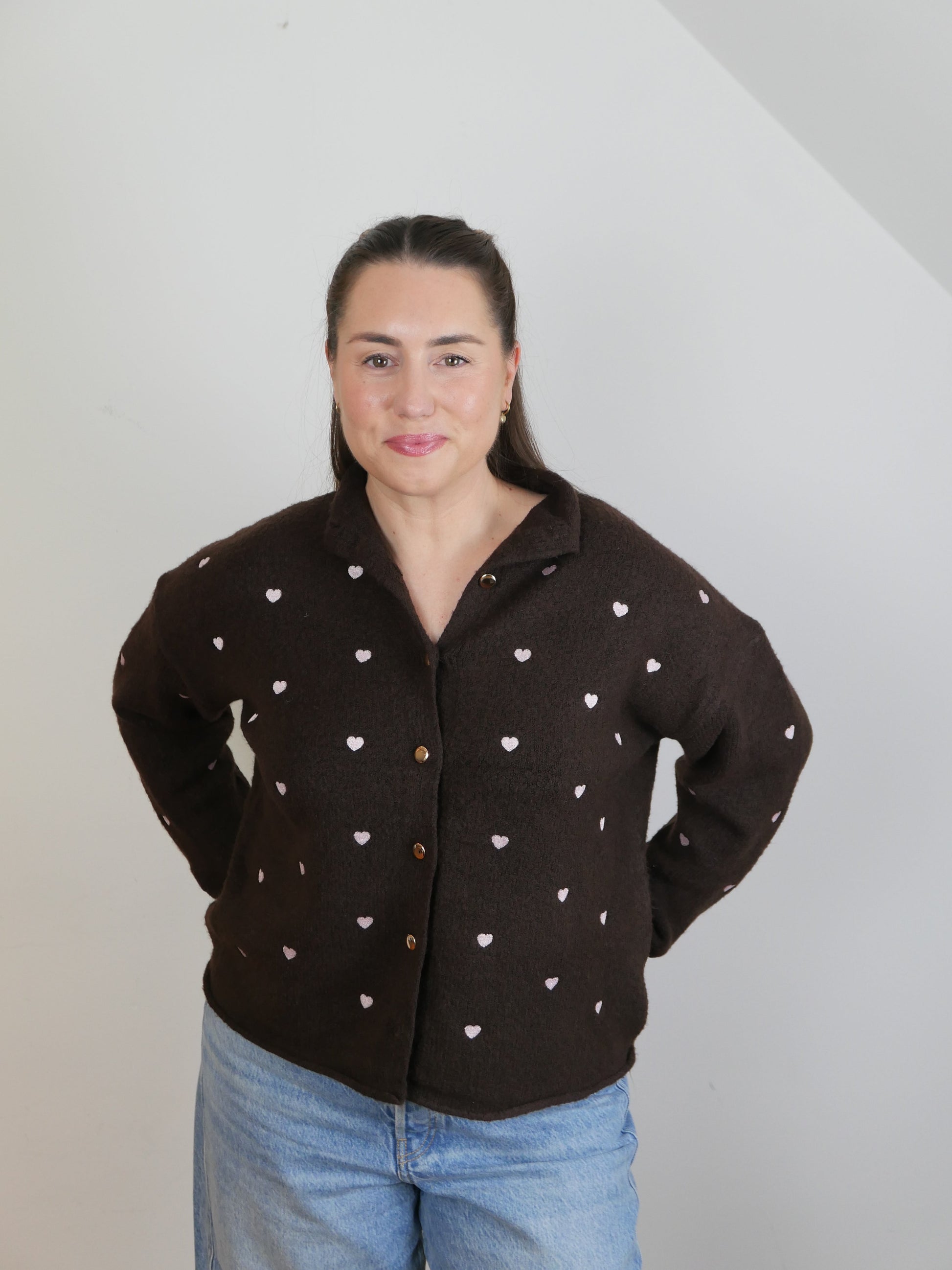 HEARTY Cardigan Schokobraun/ Rosa - Bylillysophie.com⎢Mode & Accessoires