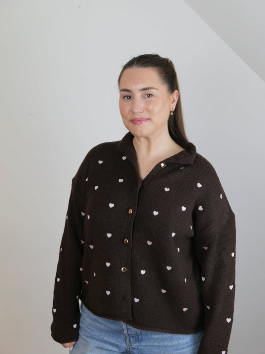 HEARTY Cardigan Schokobraun/ Rosa - Bylillysophie.com⎢Mode & Accessoires