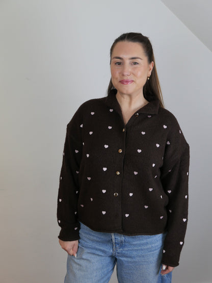 HEARTY Cardigan Schokobraun/ Rosa - Bylillysophie.com⎢Mode & Accessoires