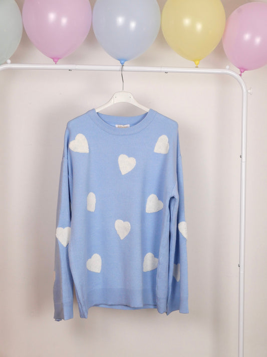 HERZ Strick Pullover Blau - Bylillysophie