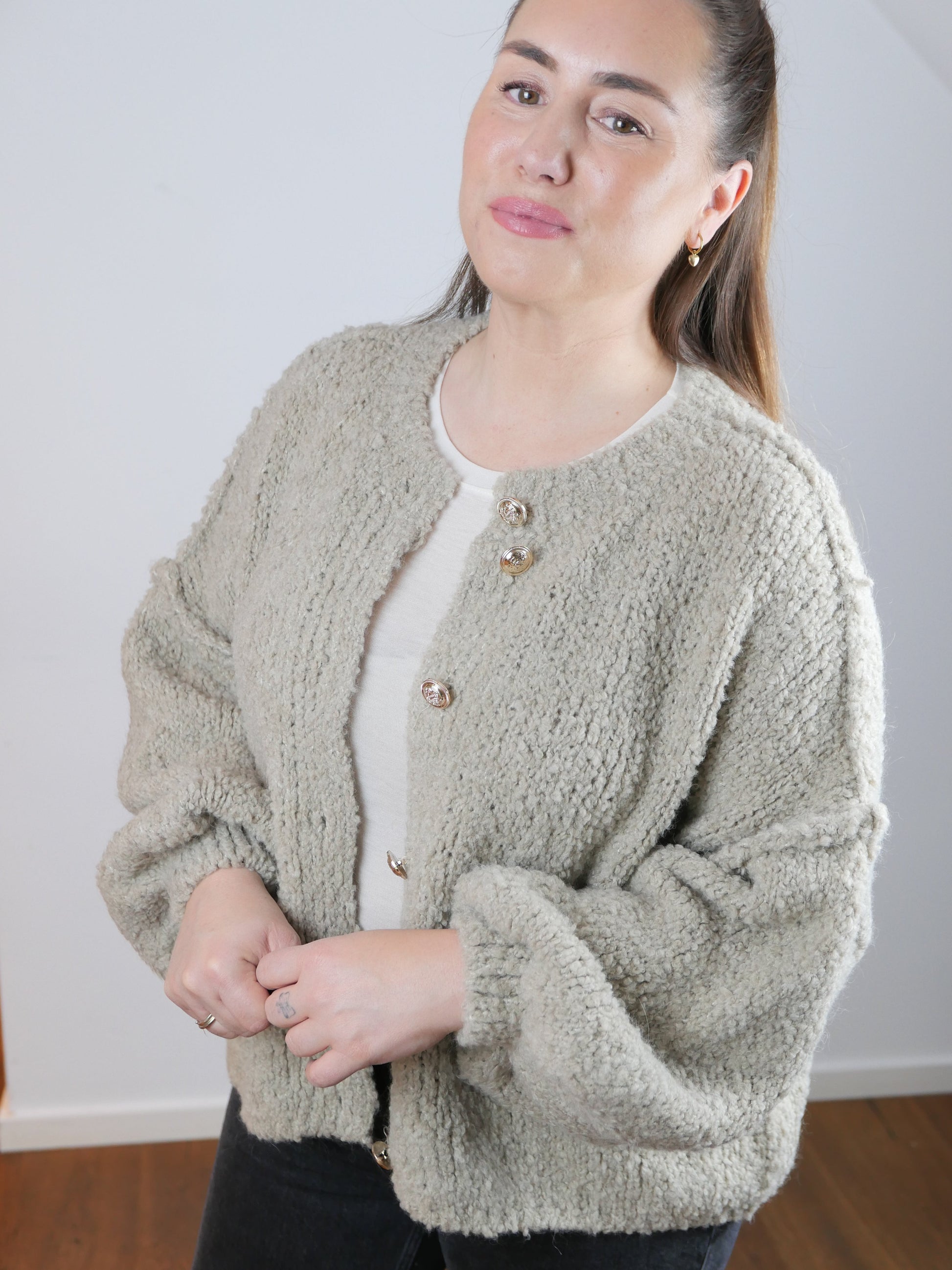 MAISON BOUCLÈ Cardigan Taupe - Bylillysophie.com⎢Mode & Accessoires