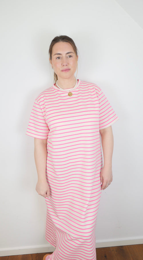 MAXINE Stripes Maxikleid Pink - Bylillysophie