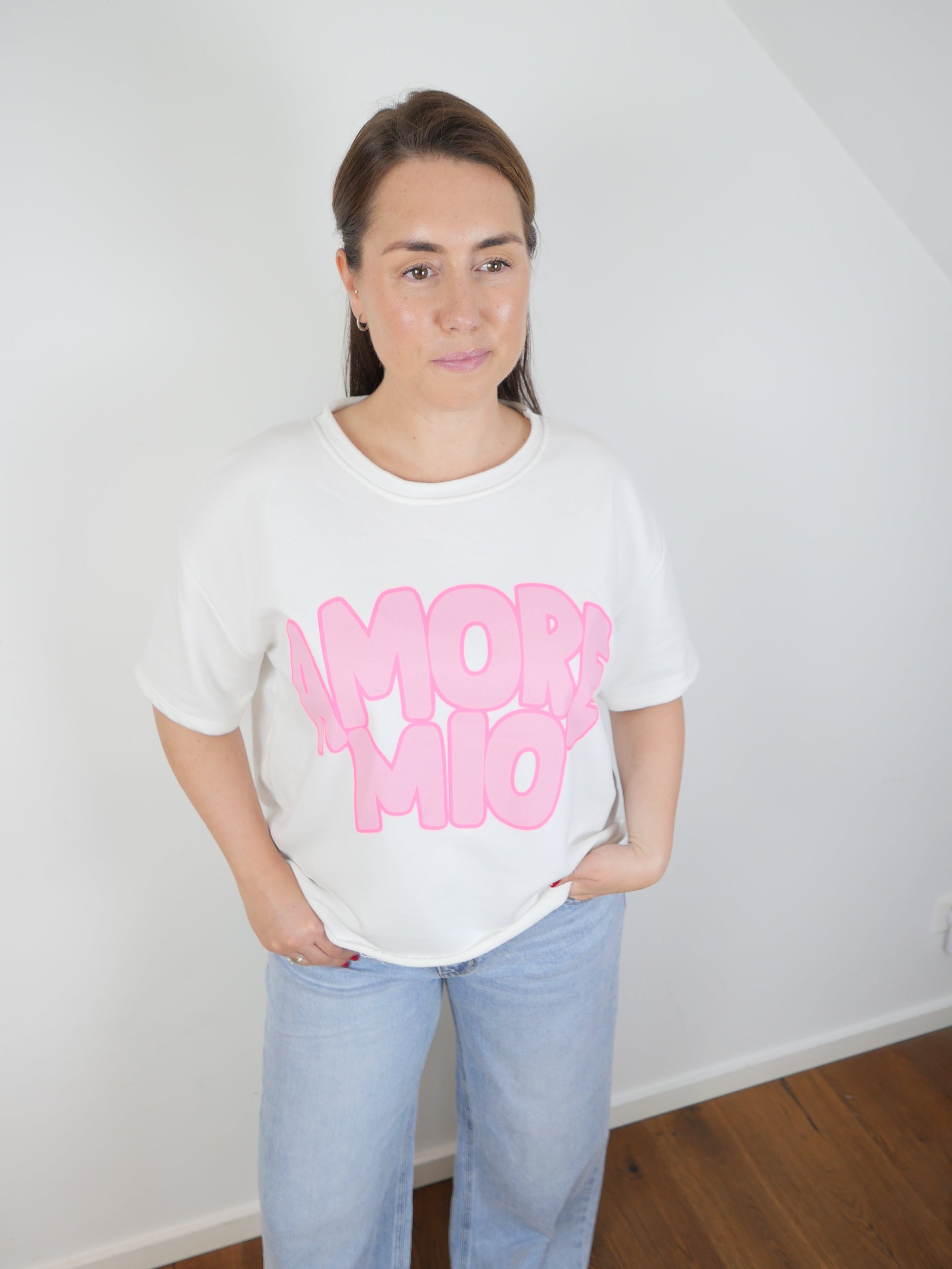 MORE AMORE Kurzarm Sweater Weiss - Bylillysophie.com⎢Mode & Accessoires