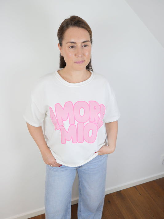 MORE AMORE Kurzarm Sweater Weiss - Bylillysophie.com⎢Mode & Accessoires