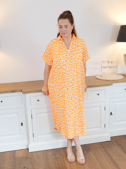 MUSELLA Oversize Musselin Kleid Orange/Gelb - Bylillysophie.com⎢Mode & Accessoires