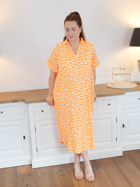 MUSELLA Oversize Musselin Kleid Orange/Gelb - Bylillysophie.com⎢Mode & Accessoires