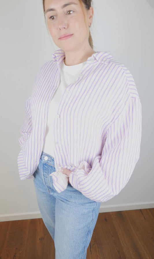 SUMMER STRIPE Musselin Bluse Flieder - Bylillysophie
