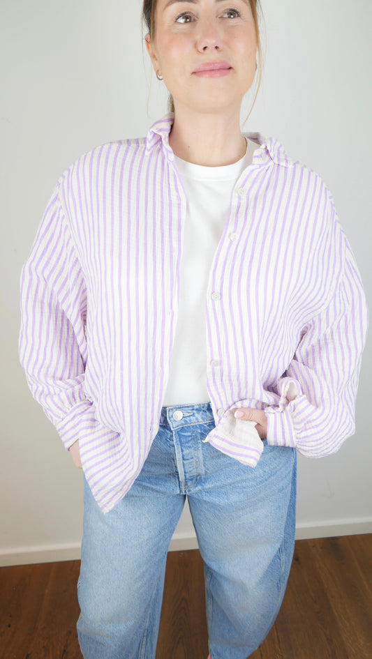 SUMMER STRIPE Musselin Bluse Flieder - Bylillysophie