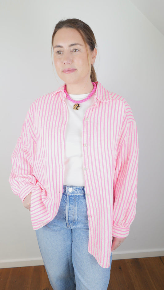 SUMMER STRIPE Musselin Bluse Pink - Bylillysophie