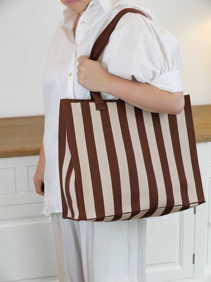 Sunset Stripes Shopper Braun/Creme - Bylillysophie.com⎢Mode & Accessoires