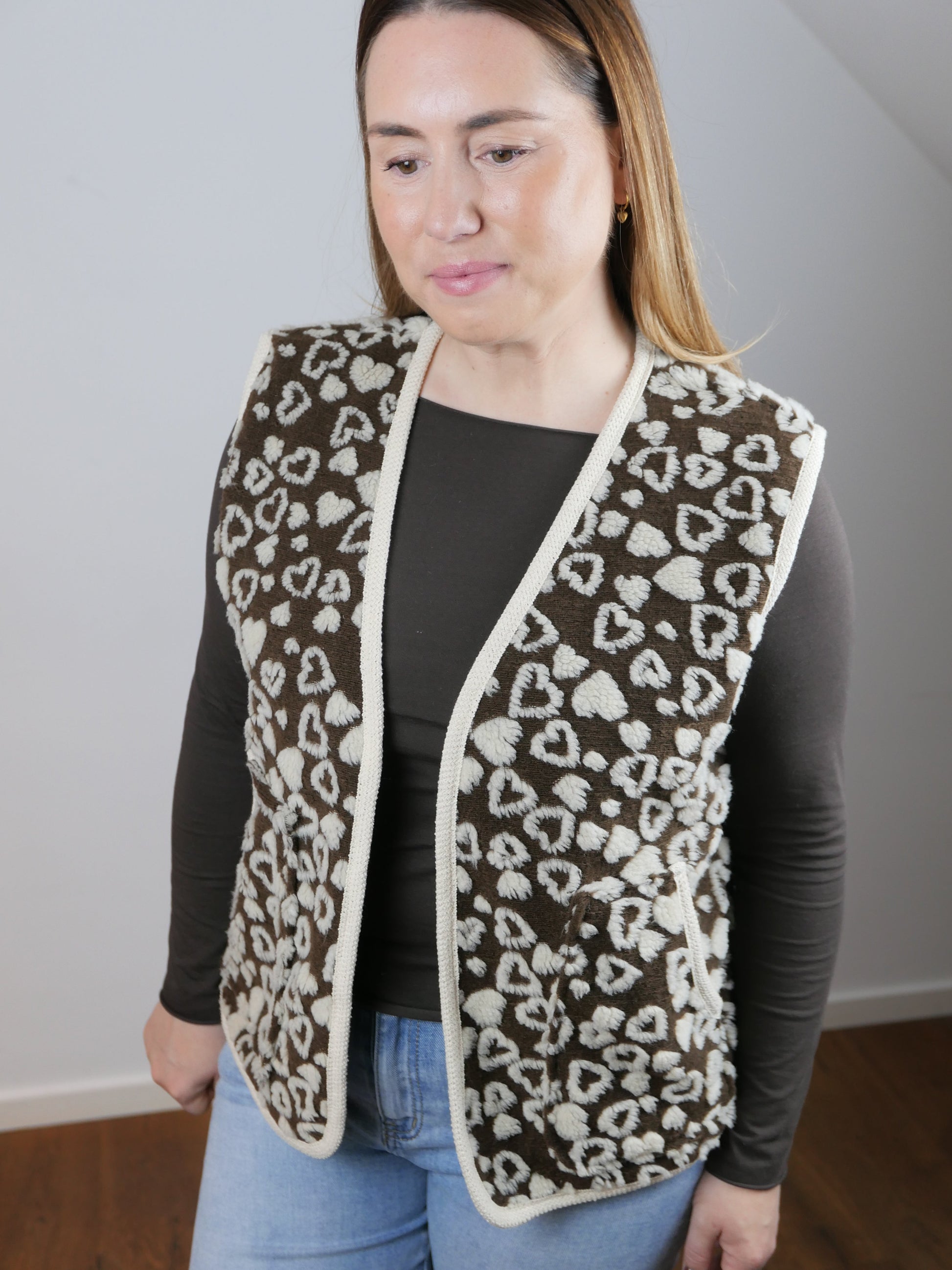 SUPER HEART Weste Braun/Creme - Bylillysophie.com⎢Mode & Accessoires