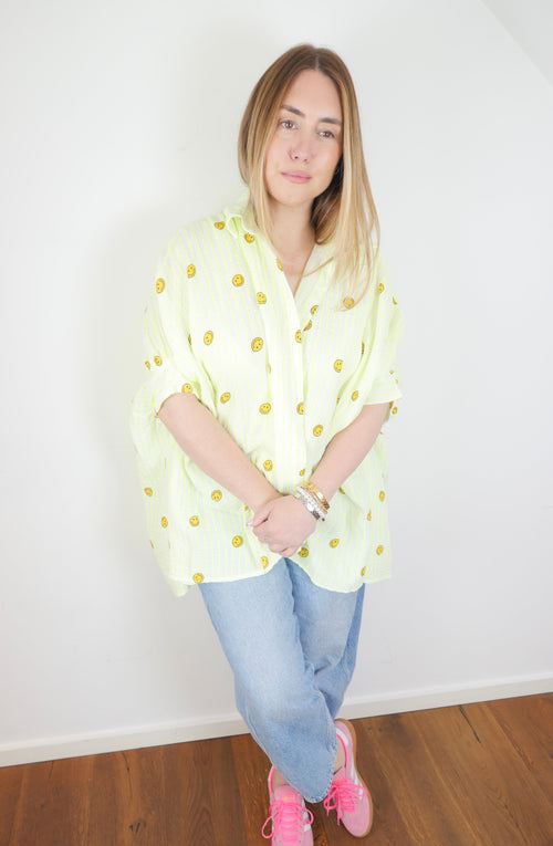 THE HAPPY STRIPES Musselin Bluse Gelb - Bylillysophie