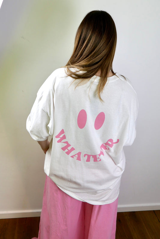 WHATEVER Oversize T-Shirt Weiss - Bylillysophie