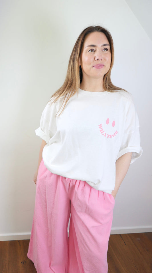 WHATEVER Oversize T-Shirt Weiss - Bylillysophie
