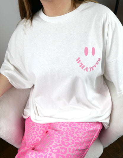 WHATEVER Oversize T-Shirt Weiss - Bylillysophie